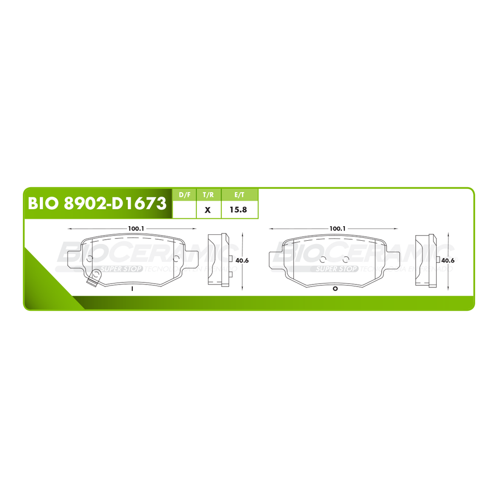 BI-BIO 8902-D1673 — Pastilla para freno de disco Bioceramic. Formula Ceramic LowMet. Trasera BioCeramic BIO 8902-D1673