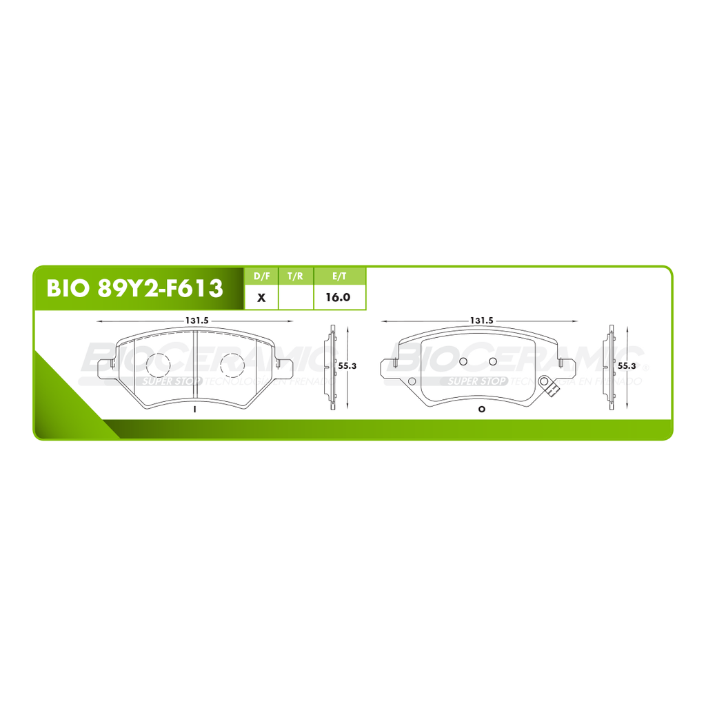 BI-BIO 89Y2-F613 — Pastilla para freno de disco Bioceramic. Formula Ceramic LowMet. Delantera BioCeramic BIO 89Y2-F613