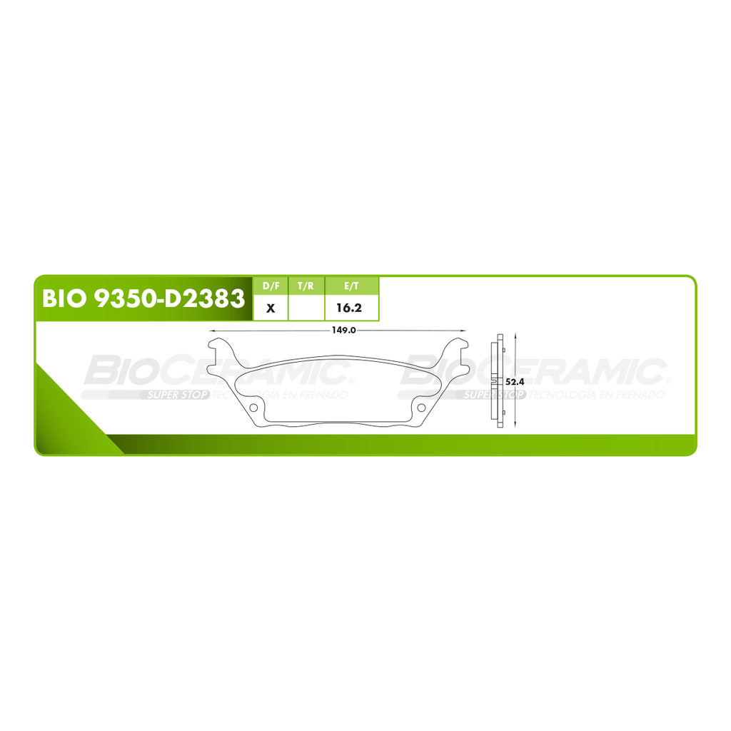BI-BIO 9350-D2383 — Pastilla para freno de disco Bioceramic. Formula Ceramic LowMet. Trasera BioCeramic BIO 9350-D2383