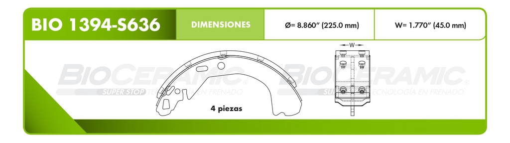 Zapata para freno Bioceramic FT BioCeramic BIO 1394-S636