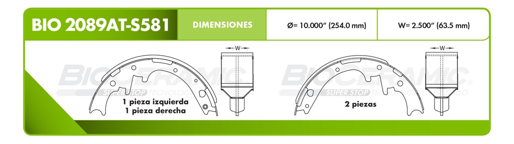 Zapata para freno Bioceramic FT BioCeramic BIO 2089AT-S581