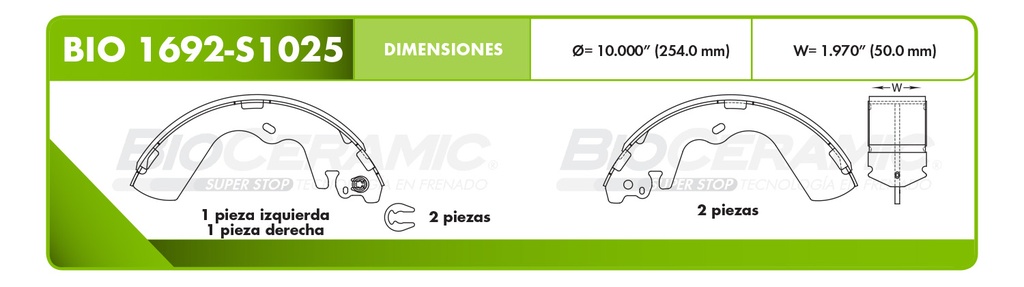 Zapata para freno Bioceramic FT BioCeramic BIO 1692-S1025