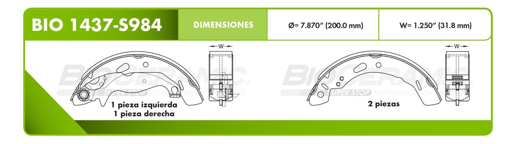 Zapata para freno Bioceramic FT BioCeramic BIO 1437-S984