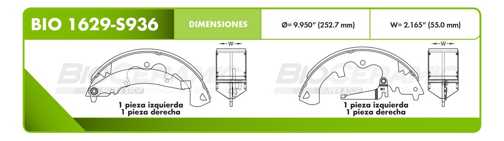 Zapata para freno Bioceramic FT BioCeramic BIO 1629-S936