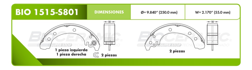 Zapata para freno Bioceramic FT BioCeramic BIO 1515-S801