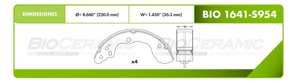 Zapata para freno Bioceramic FT BioCeramic BIO 1641-S954