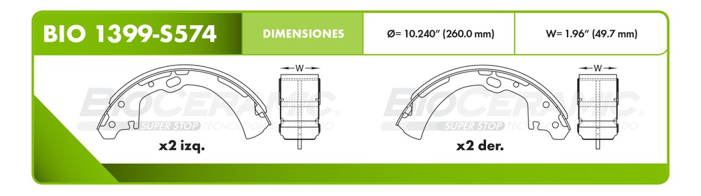 Zapata para freno Bioceramic FT BioCeramic BIO 1399-S574X
