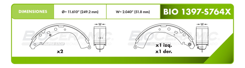 Zapata para freno Bioceramic FT BioCeramic BIO 1397-S764X