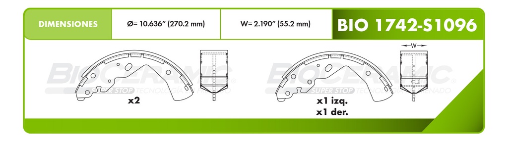 Zapata para freno Bioceramic FT BioCeramic BIO 1742-S1096