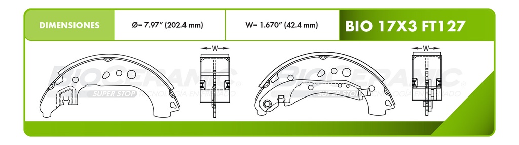 Zapata para freno Bioceramic FT BioCeramic BIO 17X3-FT127