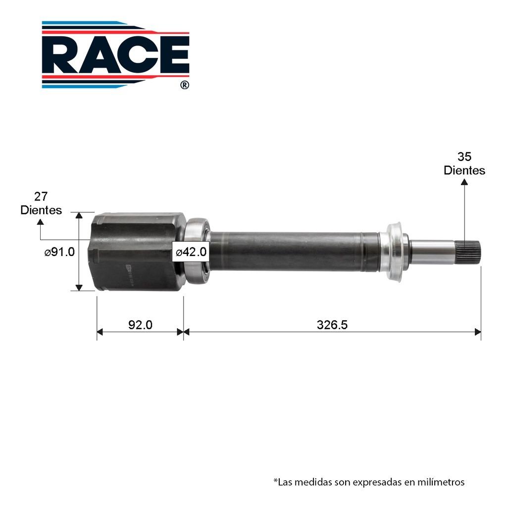 Junta L/C FORD Escape 2.5L 13-19 / TA - Derecha - Int. 27 - Ext. 35 Race RC-8641