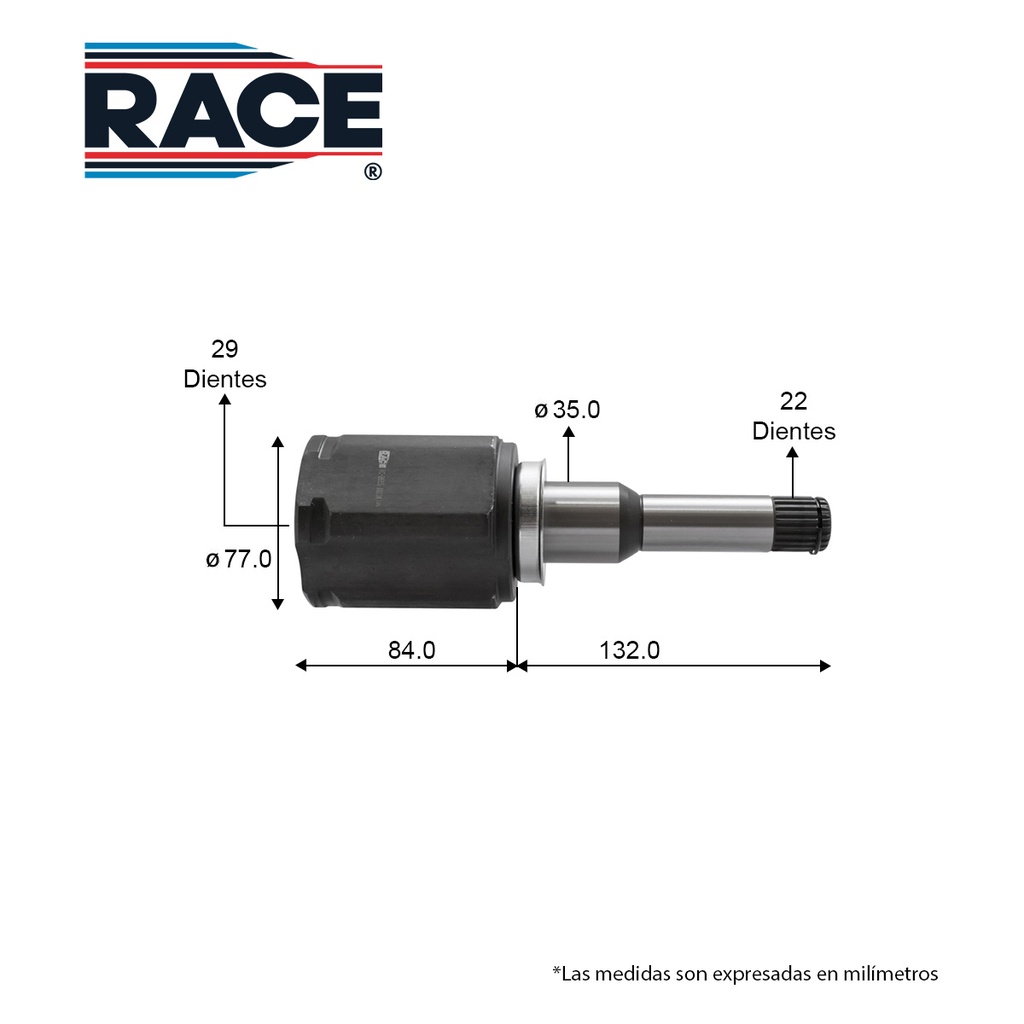 J L/C CHEVROLET Cruze 1.4LT 16-19 / TA - Izquierda - Int. 29 - Ext. 22 Race RC-8655