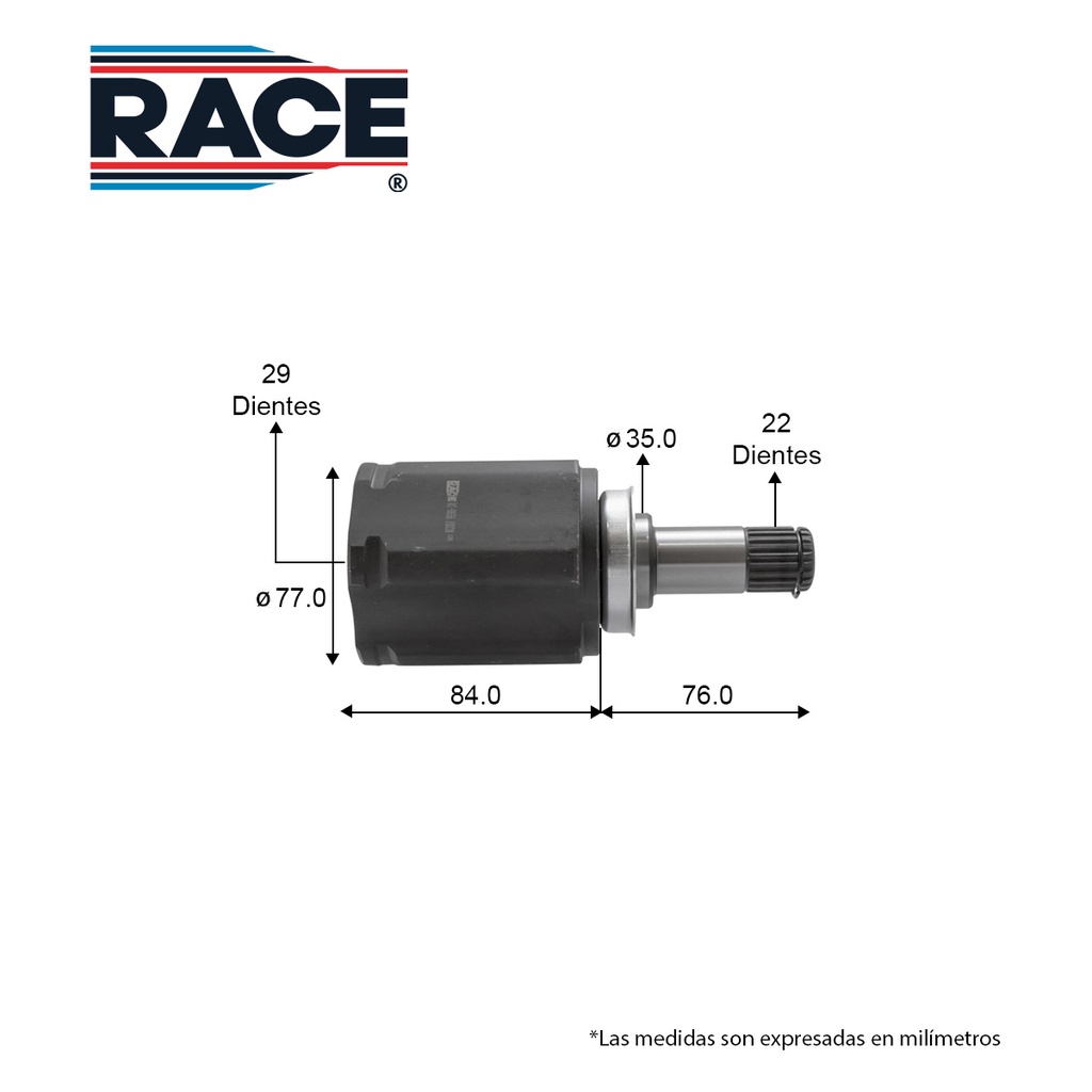 RA-RC-8656 — J L/C CHEVROLET Cruze 1.4LT 16-19 / TA - Derecha - Int. 29 - Ext. 22 Race RC-8656