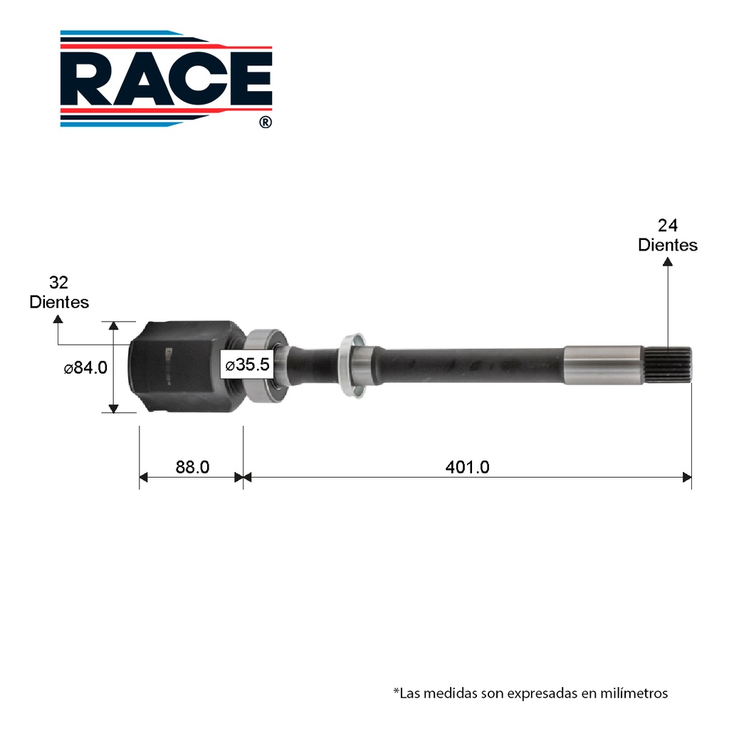 Junta L/C TOYOTA RAV-4 2.5L 13-18 / TA - Derecha - Int. 32 - Ext. 24 Race RC-8659
