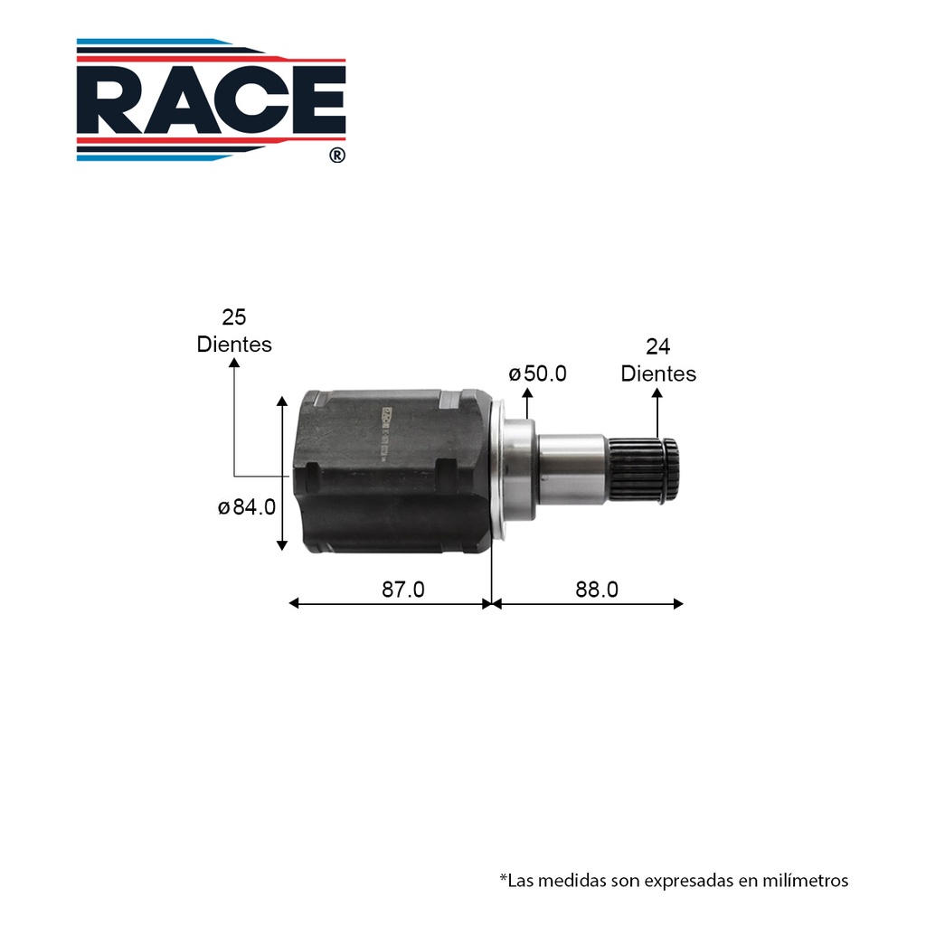 RA-RC-8670 — Junta L/C Corolla 1.8L 20-22 / Prius 1.8L 16-22 CVT - Izq - Int. 25 - Ext. 24 Race RC-8670