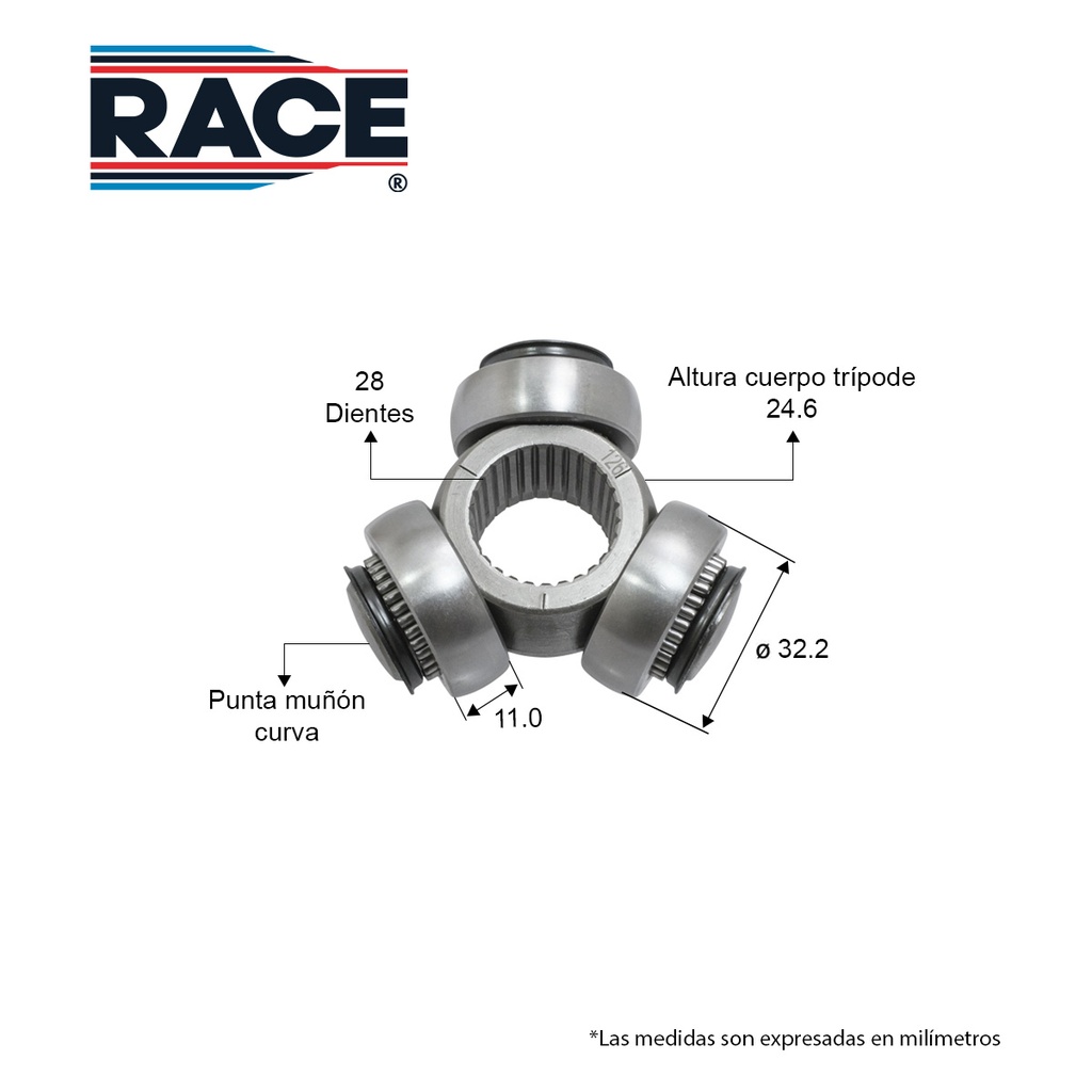 Tripode CHEVROLET Chevy 1.6L 09-12. Man. Izq/Der Race RT-5036