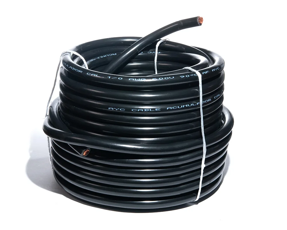 Cable para acumulador automotriz calibre 1/0 negro 25 metros AYC 49503C