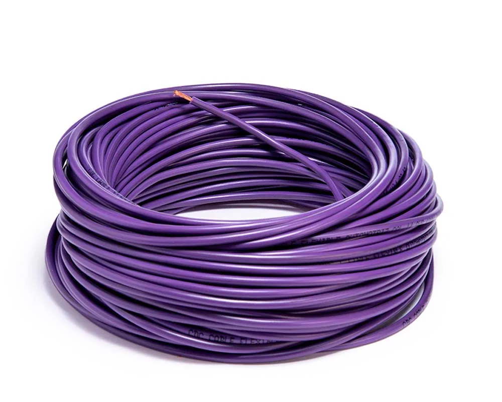 Cable flexible automotriz para instalación calibre 14" morado 30 mts CDC 10001